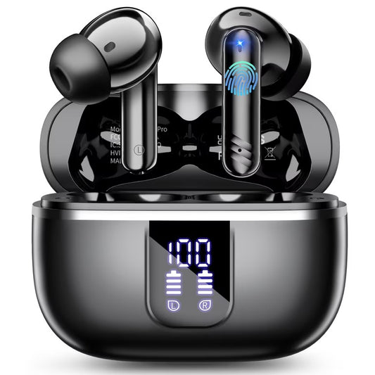 LED Display Noise-Canceling Bluetooth Earbuds